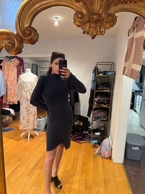 Eleventy Knit Asymmetrical Mock Neck Dress JE